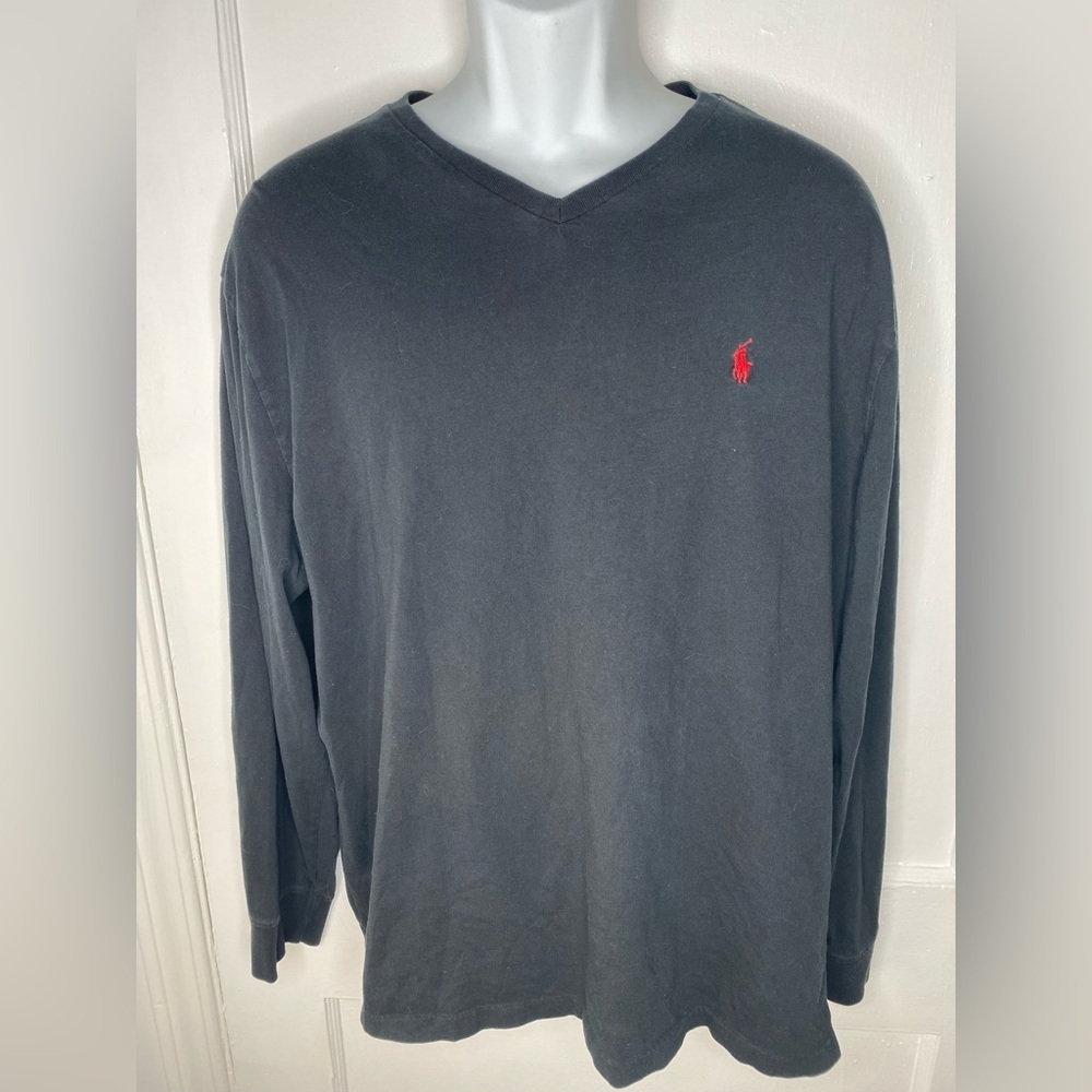 Polo by Ralph Lauren L Men's Solid Black V-Neck Shirt